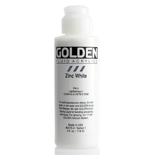 Golden, Fluid Acrylic, Paint, 4oz, Zinc White